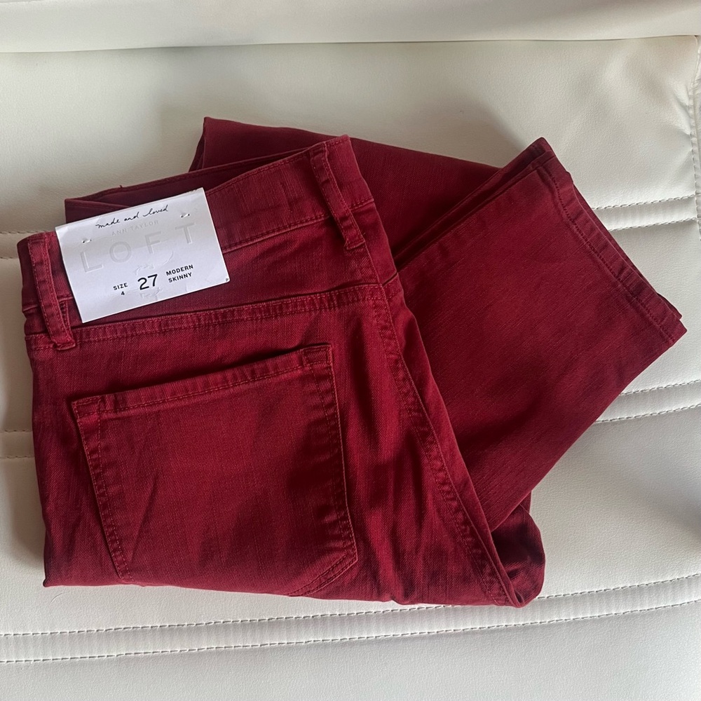 LOFT Women's Vibrant Red Modern Skinny Jeans - Picture 4 of 6